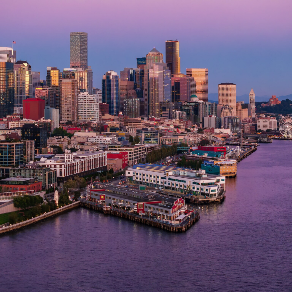 exterior shot of waterfront coworking space in Seattle WA