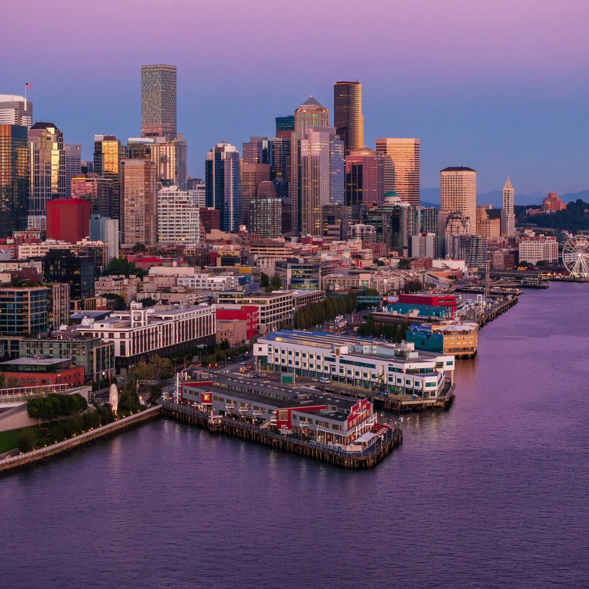 exterior shot of waterfront coworking space in Seattle WA
