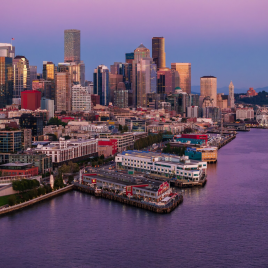 exterior shot of waterfront coworking space in Seattle WA